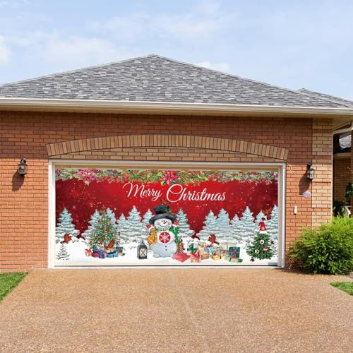 MANYUN Weihnachten Garagentor Banner 7 x 16 Fuß, Garagentor Deko Weihnachten mit Kupferösen und Seil, Garagentor Banner Outdoor Groß Weihnachtsdeko für Garage, Terrasse, Garten, Zaun