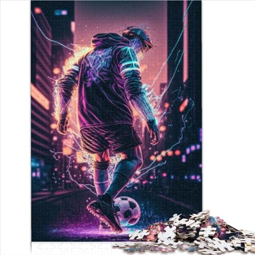 1000 Teile Puzzle Neon-Fußballspieler-Puzzle für Erwachsene Premium-Karton Präzise ineinandergreifende Puzzles eignen Auffälliges Design 1000 Teile (26 x 38 cm)