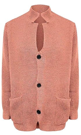 Generisch Uomo Tuta 48 Cardigan da Uomo, Casual, Tinta Unita, Scollo a V, vestibilità Aderente, Maglione Caldo, Cardigan Lungo Donna, Rosa, L, Rosa, L