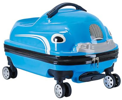 MIZHAO 20 Kinder Ride-on Reise Koffer Draw Bar Box Mit Rädern Tragbare Auto Trolley Koffer Auto Design für Jungen und Mädchen(Size:50 * 31 * 33cm,Color:Blau)