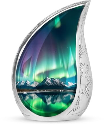 PARUHAS Aurora Borealis Urne in Tropfenform für menschliche Asche, Erwachsene, männlich und weiblich, einzigartige Beerdigung, dekorative Urne für Mutter, menschliche Überreste, kleines Andenken, Urne