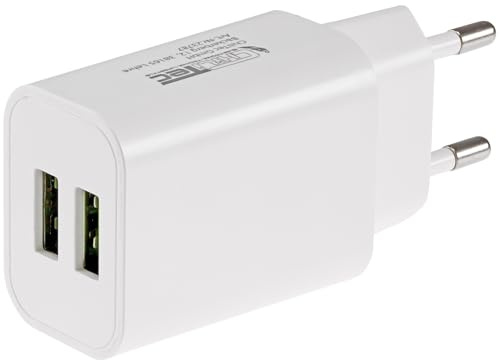 ChiliTec USB Ladegerät Stecker-Netzteil 2X USB A 5V 2,1A 10W | IN 110-240V, OUT 5V, für Smartphone, Tablet, LED Strip
