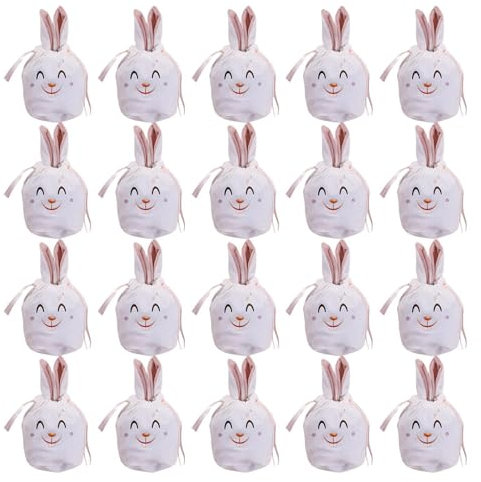 Luckxing Osterhasen Taschen, 20 Stück Hasen Samt Säckchen, 11 X 14 cm Ostertasche Mit Ohren, Osterbeutel Samt Osterbeutel Zum Befüllen, Samt Tasche Mit Ohren Für Kinder Süßigkeiten Geschenken