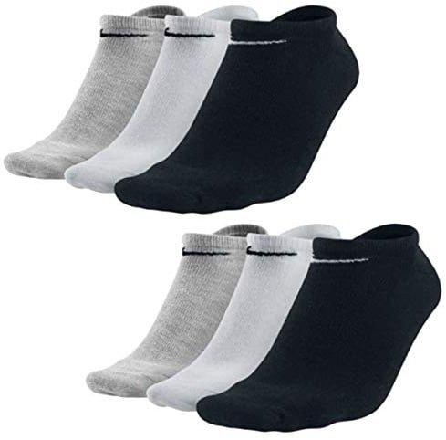 Nike Sneakersocken Socken 6 Paar Weiß Grau Schwarz Herren Damen Füßling SX2554, Farbe:Grau. Schwarz. Weiß, Socken Neu:34-38