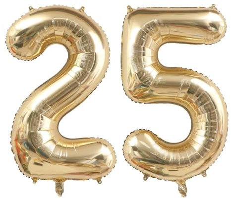 40 Zoll Gold Luftballon Zahlen 25 Champagner Gold Ballon 25. Geburtstag Deko Hellgold Folienballon Zahl 25 Riesenzahl Ballon 25 Party Hochzeit Kindergeburtstag Geburtstag Nummer 25