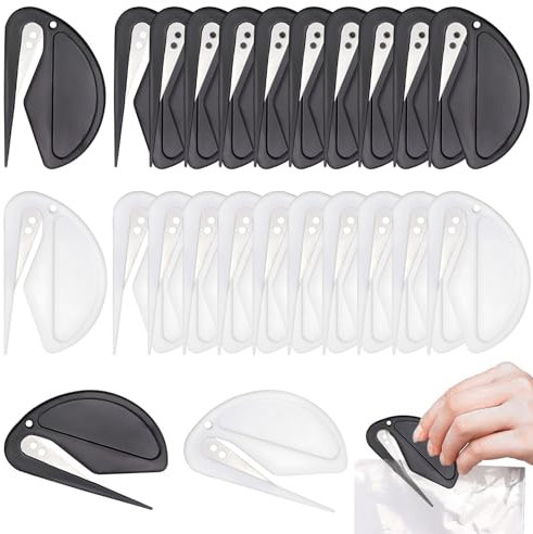 qingmeng Brieföffner, 20 Stück Folienschneider, Folienmesser Letter Opener Schwarz und Weiß Paketöffner Paketöffner Mini mit Metallklinge für Verpacken Post Auspacken Papierschneiden