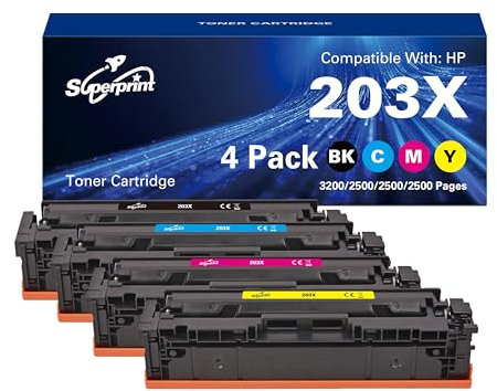 Superprint 203X Tonerkartusche Kompatible für HP 203X 203A 203 CF540X CF540A Toner Set für Color Laserjet M254dw M254nw M281fdn M281fdw M280nw (4er-Pack)