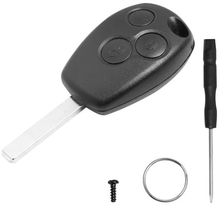 3 Boutons Coque Clé Télécommande pour Renault Clio Kangoo Modus Twingo Trafic Master, avec Lame VA2, Tournevis, Porte-clés,Coque de Remplacement sans Composant Électronique