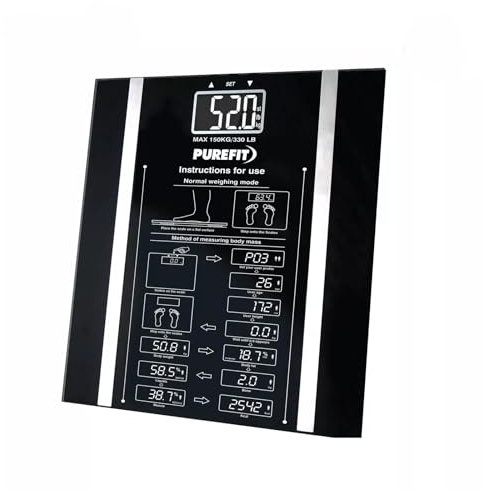 Smart Body Fat Scales – Digital Bathroom Weighing Scale – Body Analyzer with BMI, Water, Muscle & Fat Tracking – Large LCD Display – Black