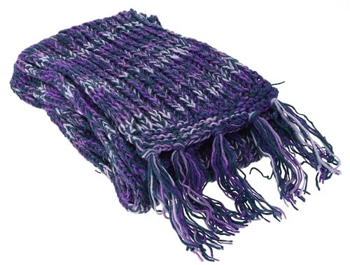 Handgestrickter Schal aus Schurwolle, bunter Wollschal, lila/ melliert