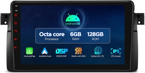 XTRONS 9 Zoll Android Autoradio Multimedia Player Octa Core 6GB 128GB 4G LTE Car Play Android Auto DSP Bluetooth GPS WLAN 1280*720 QLED IPS Bildschirm Optional DAB DVR OBD TPMS Für BMW E46 Rover 75 ZT