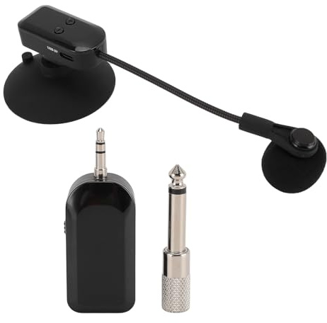 Microfonico per Sassofono 2.4G, Microfono per Strumenti Wireless UHF - Clip on, Ricevitore Trasmettitore Wireless con Portata di 131 Piedi per Chitarra, Violino, Fisarmonica,