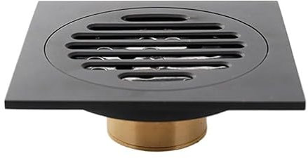 LSHIJI Rejilla Desague Ducha Escurridor de Ducha for bañera, Suelo Cuadrado de latón de 10cm, desagüe de Suelo con Rejilla de residuos, Color Negro Mate Desague Ducha