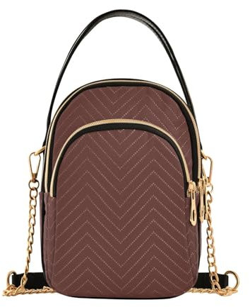Trendige Umhängetasche für Damen mit mehreren Taschen, rotbraun, Handtasche für Damen und Erwachsene, Rotbraun, 1 size
