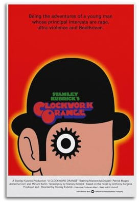 LUEXUHEY Poster mit Filmmotiv A Clockwork, auf Leinwand, Wandkunstdrucke für Wohnzimmer, Schlafzimmer, moderne Heimdekoration, Geschenk, 40 x 60 cm, ungerahmt, Orange