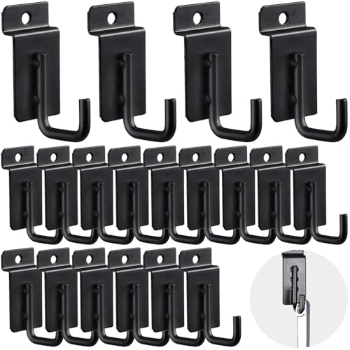 Waltool 60 robuste Lamellenwand-Haken, J-förmige Lamellen-Wandregalhalterungen, Zubehör, Stecktafel, Gitterwand, Display-Haken für Paneele, Garage, Haus, Garten, Geschäfte (schwarz)