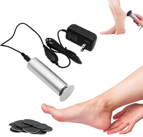 Electrique Rapeuse Pieds pour Les Pieds Rape Pieds Scholl Pied Réglable à Plusieurs Vitesses Pédicure Rape Pied Remplaçables pour Enlever les Peaux Mortes Craquelées ou Dures des Pieds (Argent)