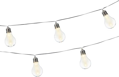 Lumineo LED Solar Lichterkette Glühbirnen 4,5m - Solarlichterkette mit Glitzereffekt für Garten Balkon - Außen Gartenbeleuchtung Partylichterkette - Warmweiß