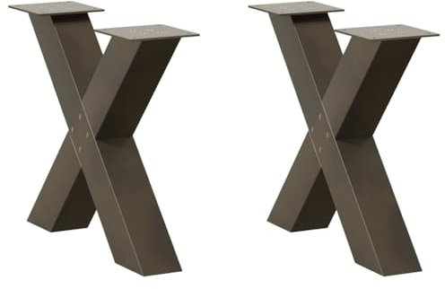 vidaXL Couchtischbeine X-Form 2 Stk. Naturstahl 60x(42-43) cm Stahl, Tischbein, Tischbein Metall, Esstischbein, Möbelbein, Schreibtischbein
