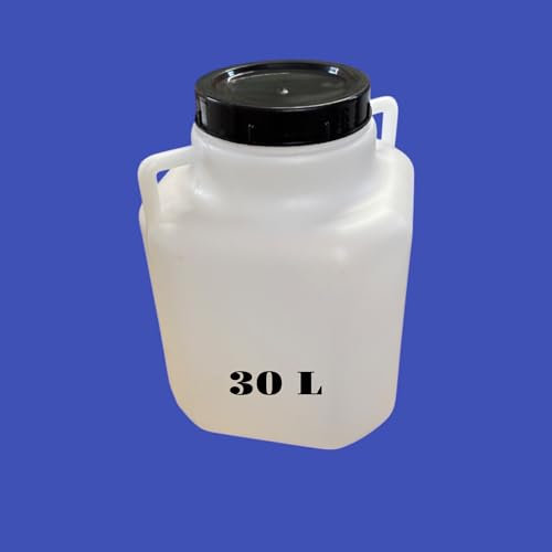 Bidon Plastique 30 litres avec Large Ouverture (Ø22 cm) – Stockage Eau Potable, Huiles et Liquides Alimentaires – Poignée Ergonomique – Robuste et Hermétique
