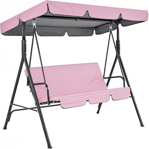 Balancelle réglable avec coussin amovible - Banc de terrasse et de piscine pour extérieur, jardin, salon - Rose - 249 x 185 x 18 cm
