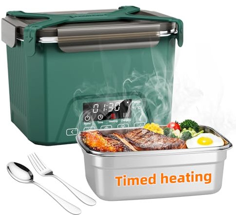 GALOKEO Lonchera eléctrica inalámbrica para adultos, lonchera térmica de 20000 mAh, funciona con pilas con calefacción automática, calentador de alimentos portátil de 1,2 L, sin BPA