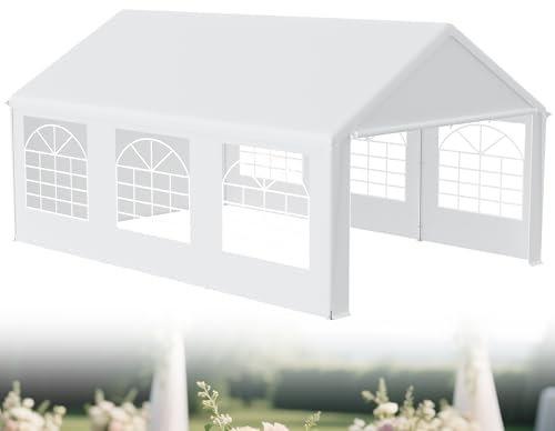 XMTECH Partyzelt Pavillon 4x6 m wasserdicht UV-Schutz 50+ mit herausnehmbaren Seitenteilen, Gartenpavillon Hochzeitszelt 24m² mit PE-Plane, stabil & wetterfest – Weiß