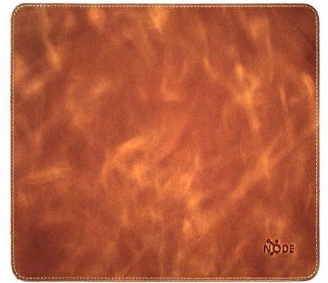 Node Leather | Genuine Leather Mouse Pad for Office & Home – Non-Slip Premium Leather Mouse Mat – Handmade, 9 X 10 Size, Cloudy Tan Brown