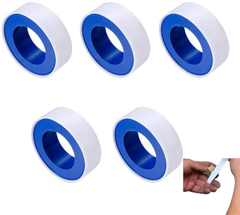 SSHUIKKAI 5 Rollen Teflonband Gewindedichtband, Teflon Band, Dichtungsband, Wasserdichtes Teflon Tape, Wasserdichtes Teflon Tape, für Pool, Küche, Industrie(Weiß 10m*12mm)
