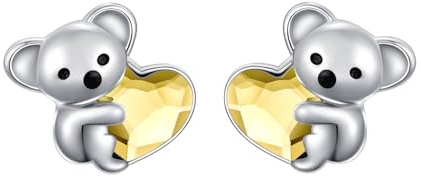 Koala Ohrringe Für Mädchen 925 Sterling Silber Geburtsstein Frauen Ohrstecker hypoallergen Koala Bär Tier Schmuck Geburtstag und Weihnachten Geschenke
