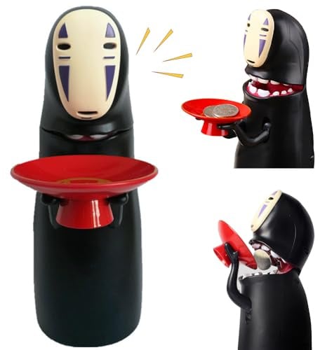Nzkeuf Cartoon Sparschwein, Anime MüNzen Spardosen für Kinder, Piggy Bank Automatischem Schlucken von Münzen, Digitale Spardose mit Soundeffekten, Geschenk für Kinder und Erwachsene, Schwarz