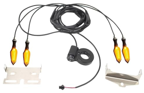 Bortivier Blinker für Elektrofahrräder, E-Bikes, 36 V, 48 V, 52 V, 72 V, Wasserdichtes Kabel, LED, Blinkend, V04-36-72 V