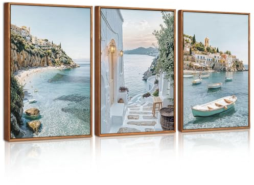 Celestdeco Mittelmeer Kueste Weiss Architektur Wandbild Maritim 30x40cmx3
