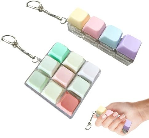 2 Pcs Keyboard Fidget Toy Fidget Keyboard Keychain Funny Fidget Keyring Keyboard Clicker Fidget Toy Stress Relief Clicky KeyboardFidget Toy Decompression Gift for Adults (set A)