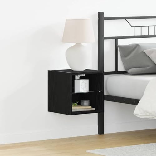 Owoxanthellate Hängendes TV Lowboard Schwarz 30 x 28,5 x 30 cm aus Holzwerkstoff mit USB LED Beleuchtung Modernes Design für Wohnzimmer Schlafzimmer Flur