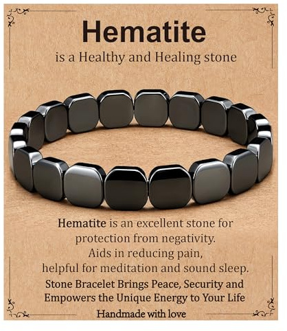 ESPVO Hämatit Armband Original, Hämatit Armband Herren Und Damen, Unterstützt Den Energieausgleich, Das Training Und Den Alltag, Die Meditation