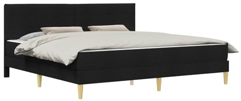 vidaXL Bettrahmen Schwarz 180 x 200 cm Polyester, Modernes Schlafzimmer-Setup, langlebiges Bettgestell, rechteckige Schaumstoffmatratze, stilvolle Moderne Möbel, bequemer Schlaf