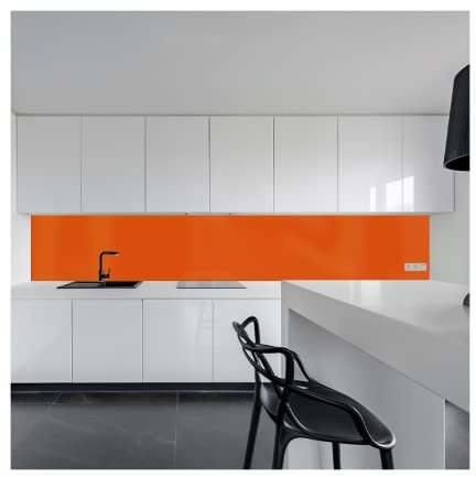 KeraBad Küchenrückwand aus Aluverbund, Spritzschutz Küche, 3mm dick, Orange, 50x100cm