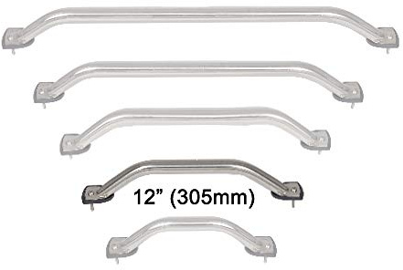 Oceansouth Boots-Handlauf Ø25 mm aus 316 Edelstahl – 305 mm (12), Marine-Handgriff mit Nylonfüßen, Montagematerial inklusive