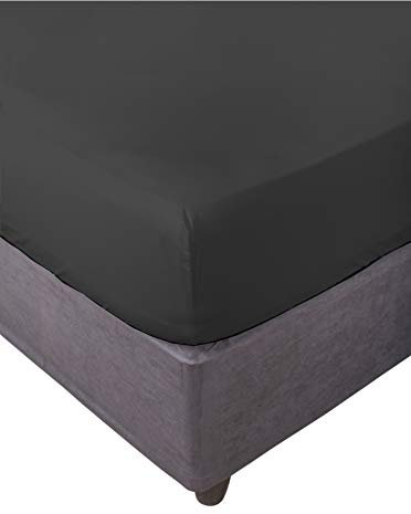 Miracle Home. Weiches und bequemes elastisches Spannbetttuch, 50% Baumwolle 50% Polyester, Schwarz. 135 x 200