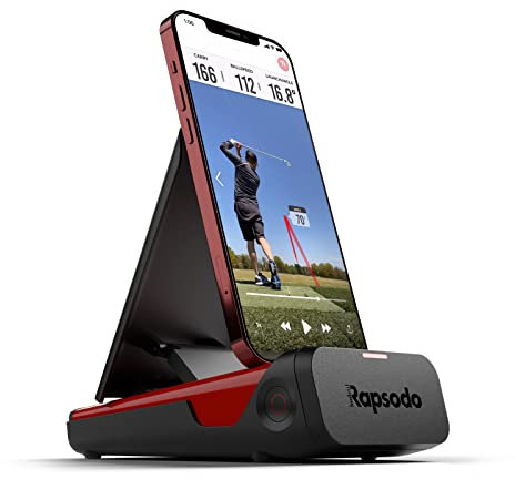 Rapsodo Moniteur de Lancement Mobile pour Le Golf, Utilisation en intérieur et en extérieur avec Vue Satellite GPS et précision de Niveau Professionnel, iPhone et iPad Uniquement, Noir/Rouge