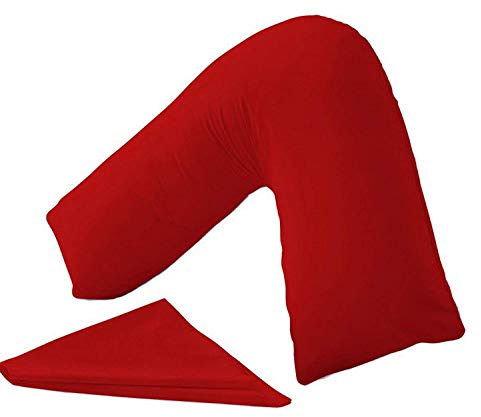 CnA Stores Orthopaedic V-Shaped Pillow Extra Cushioning Support For Head, Neck & Back (Red, V-pillow With Cover)