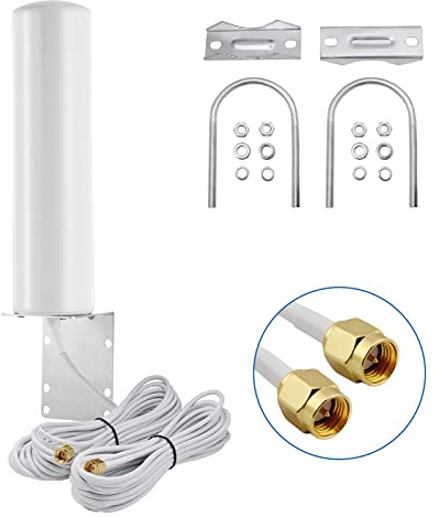 High Gain 10-12dBi Dual SMA Male 698-2700 MHz 3G/4G LTE Omni-Directional Outdoor Pole/Wall Mount Antenna for Mobile Cell Phone Cellular 4G LTE Router Modem Gateway