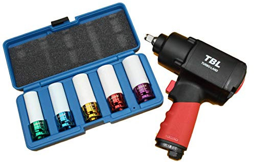 1/2 Druckluft-Schlagschrauber Twin Hammer - 1356 Nm + 5 Schon-Nüsse SW 15-17-19-21-22