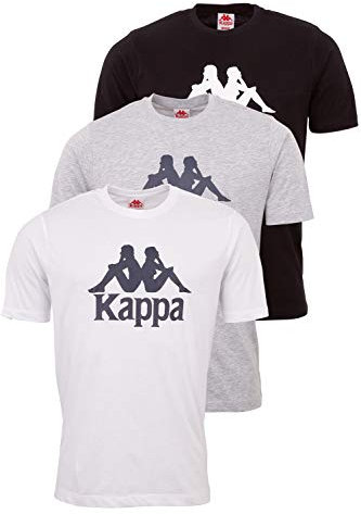 Kappa Tshirt Herren VEPPEL im 3er Pack | T Shirts Männer mit Rundhalsausschnitt und Logodruck | Basic T-Shirt für Herren | Kurzarm Oberteil für Sport und Freizeit | Regular Fit | S