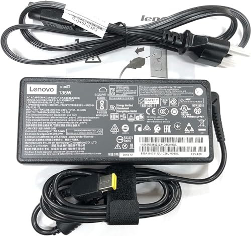 New Genuine Laptop Charger 135W 20V 6.75A Slim Tip ADL135NDC3A (888015027) AC Adapter Power Supply, Black 3 Prong Power Cord for Lenovo G510 G5005 Y50-70 50P-7 0 Y520-15 Y700-14 Y700-17 Y70-70 ideapad