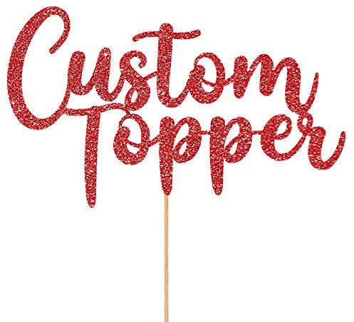 Any Text Personalised Glitter Cake Topper - Red Name, Age, Words Glitter Cake Decoration and Sprinkles - Happy Birthday Decorations - Personalised Toppers for Cakes by Cakeshop