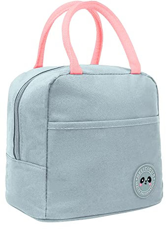 unycos - 7L Kühltasche, Lunch Bag, Thermotasche mit Folienfutter, Lunchtasche Isoliert, Regenjacke, Leichte, Einfache Reinigung, Lunchbox Tragbar, Tasche Arbeit Reisen Büro Picknick (Hellgrau)