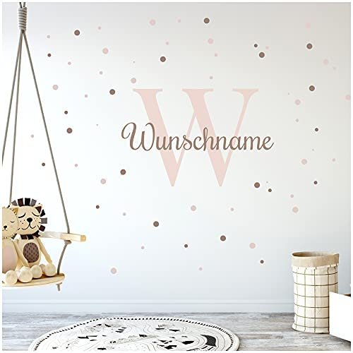 yabaduu Wandsticker personalisiert Sticker Aquarell Tiere mit Name Wandtattoo für Kinderzimmer Babyzimmer Spielzimmer Mädchen Junge Y037 (Nr. 15 Kreise, Mit Wunschname)