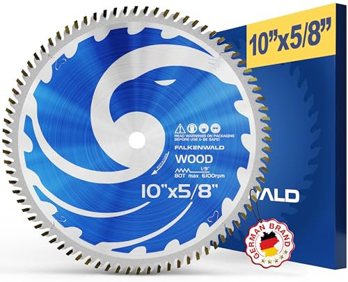 FALKENWALD 10 inch Saw Blade for Wood - 10 Saw Blade Carbide - Compatible with DEWALT 10-Inch Table Saw, Skil Saw etc.